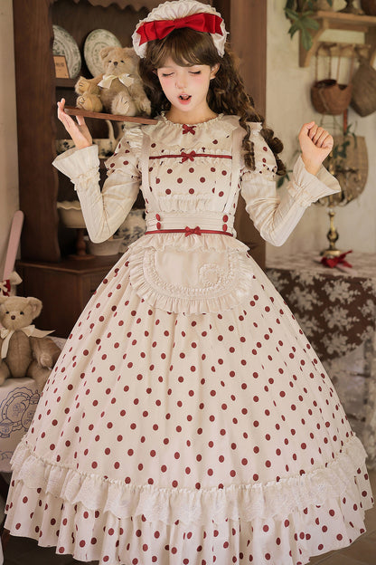 Cotton Polka Dot Print OP Dress Set-Up