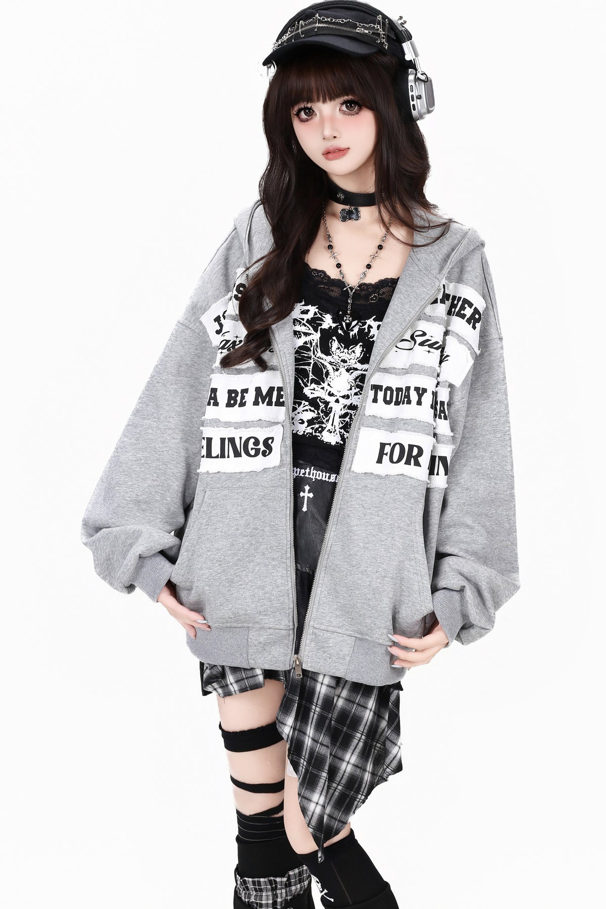 Letter Patch Hooded Jacket