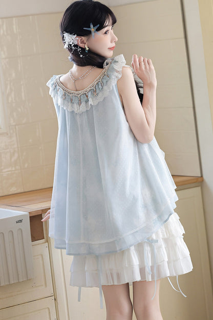 Aqua Coastal Han Element Top and Skirt Set