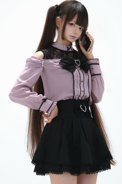 Japanese Lace Tencel Shirt And Skirt Set