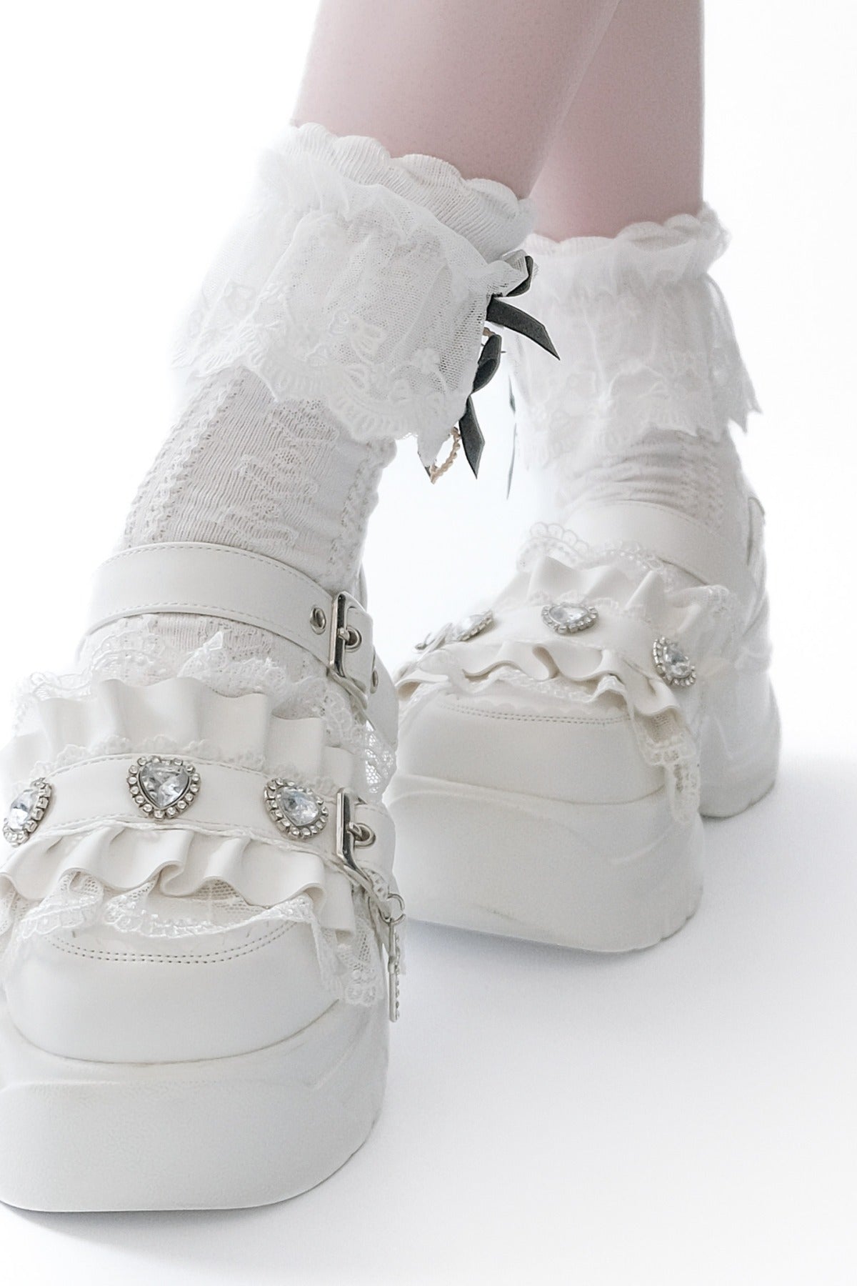 Scarpe con plateau e fibbia arricciata