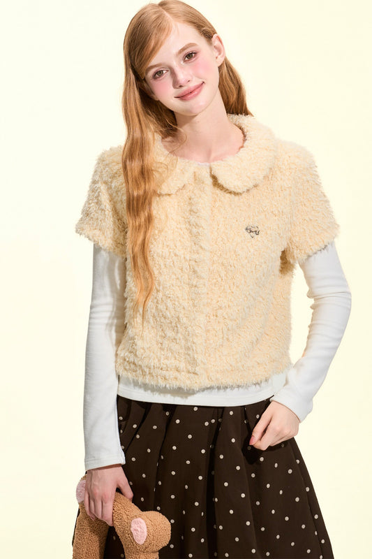Teddy Doll Collar Short-Sleeved Vest