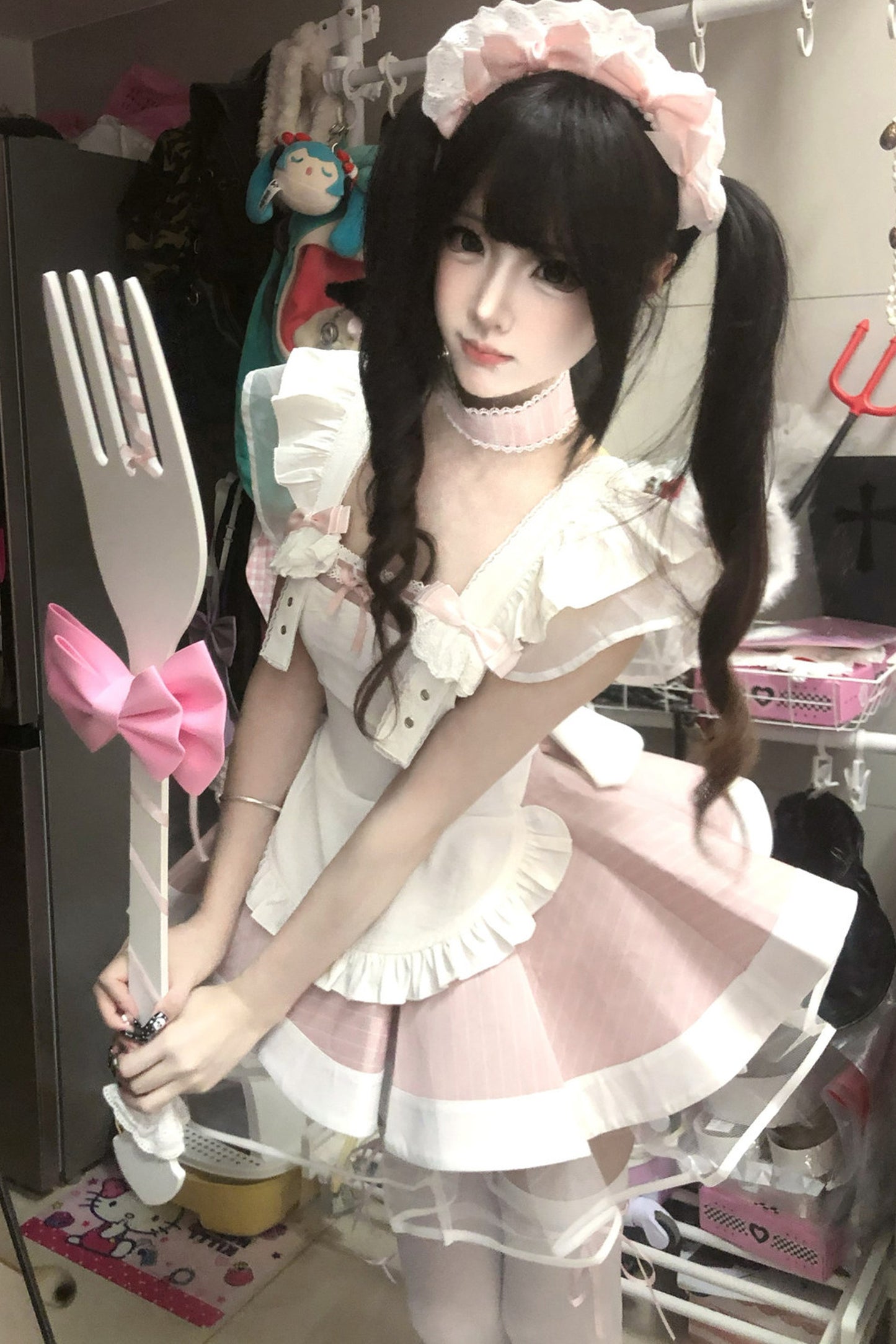 Striped Layered-Look Maid Dress