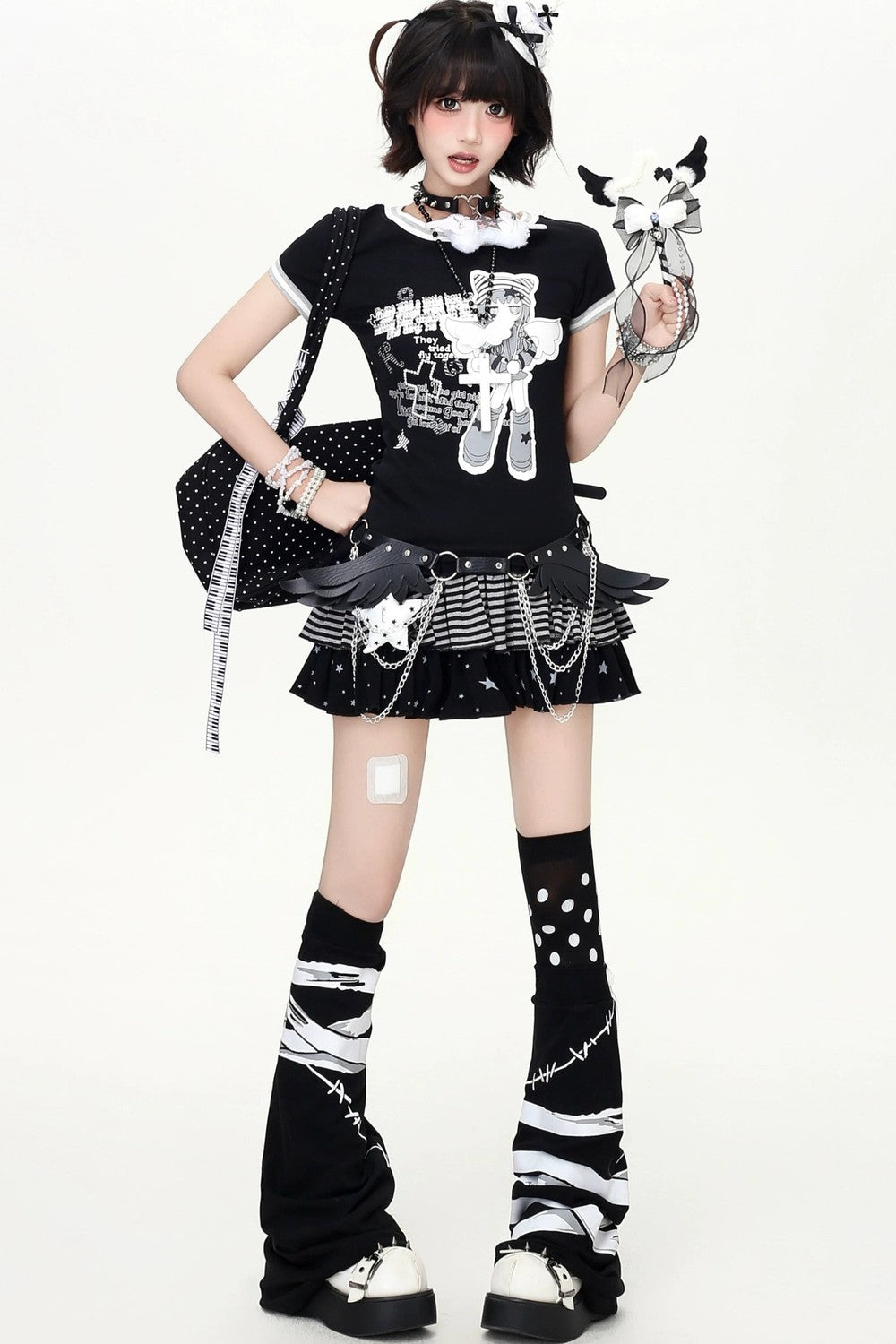 Monochrome Magical Girl T-Shirt + Skirt (with Belt)
