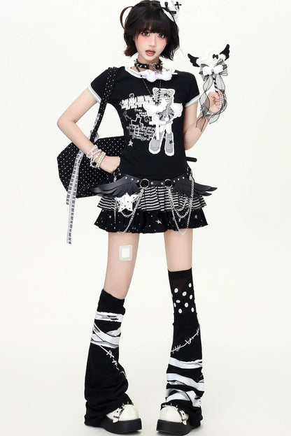Monochrome Magical Girl T-Shirt + Skirt (with Belt)