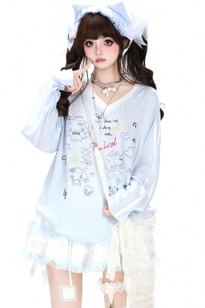 V-Neck Raglan Long-Sleeved Cover-Up