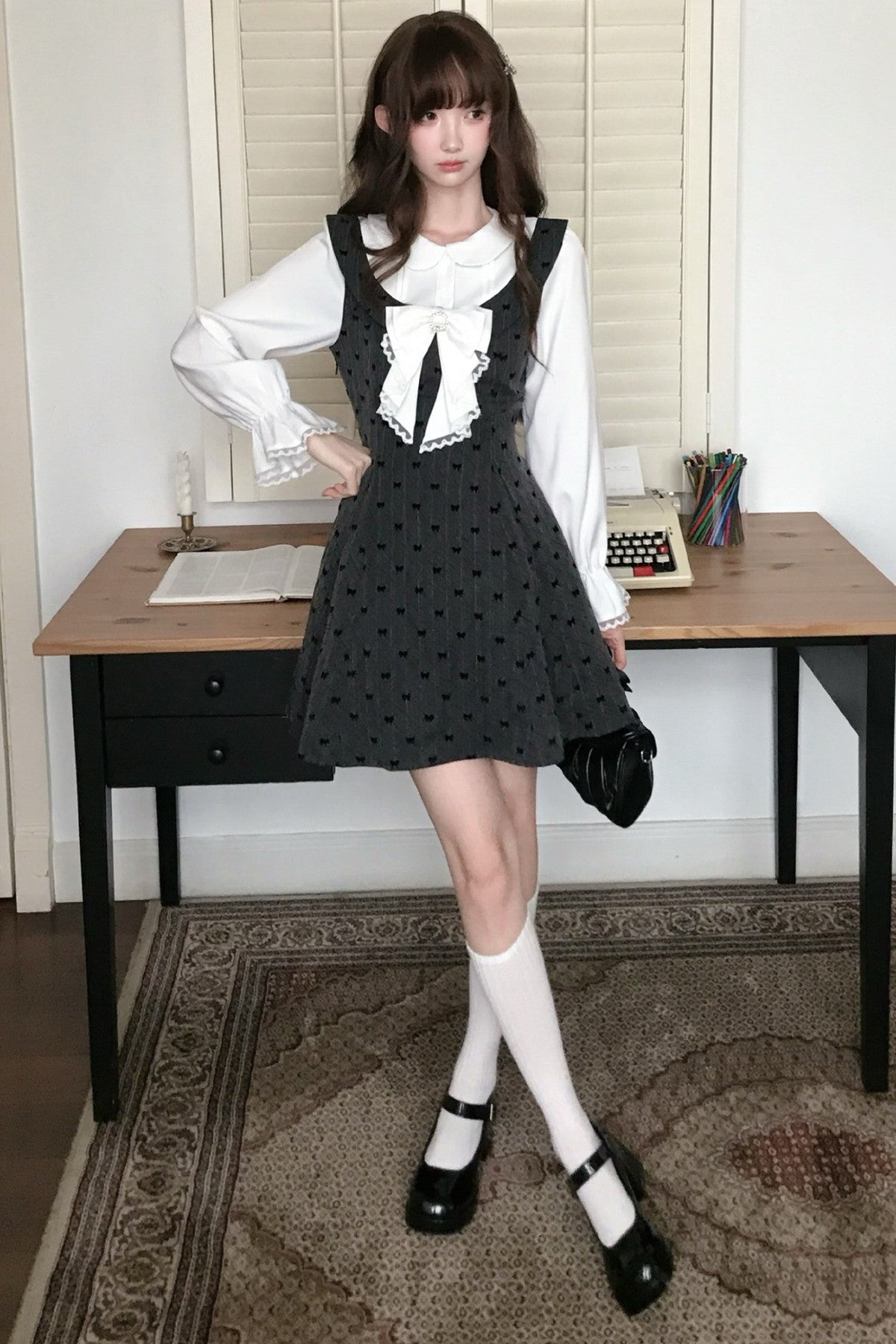 Long-Sleeve Lace Layered-Look Dress