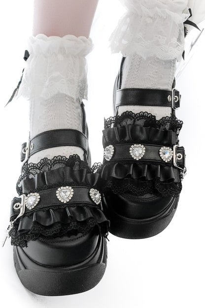 Scarpe con plateau e fibbia arricciata