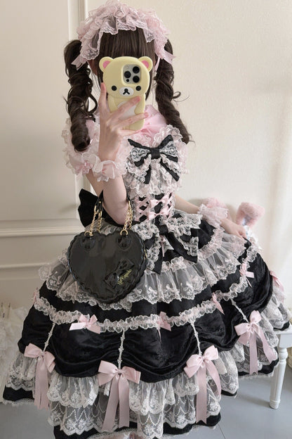 Silk Satin Doll-Like JSK Strap Dress