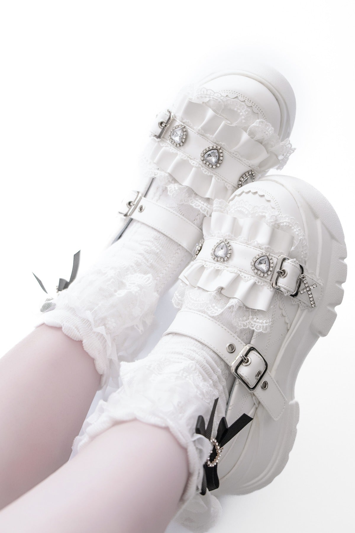 Scarpe con plateau e fibbia arricciata