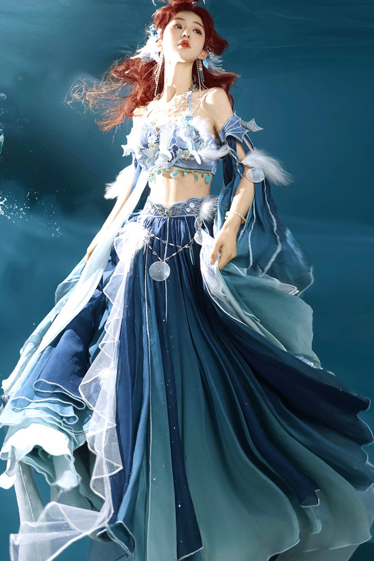 Exotic Mermaid Princess Hanfu Skirt and Camisole Set-Up