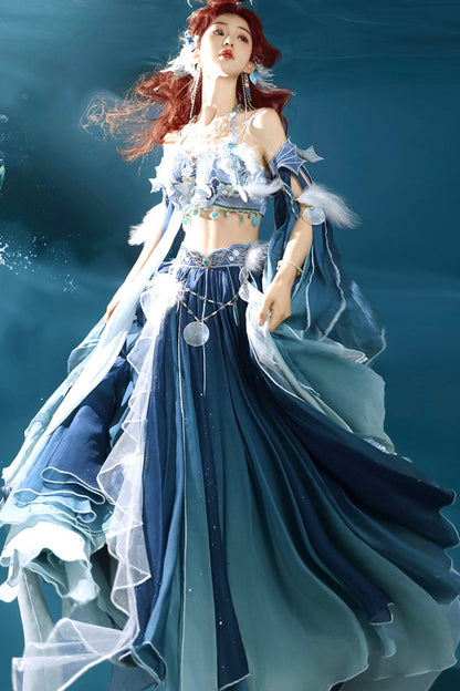 Exotic Mermaid Princess Hanfu Skirt and Camisole Set-Up