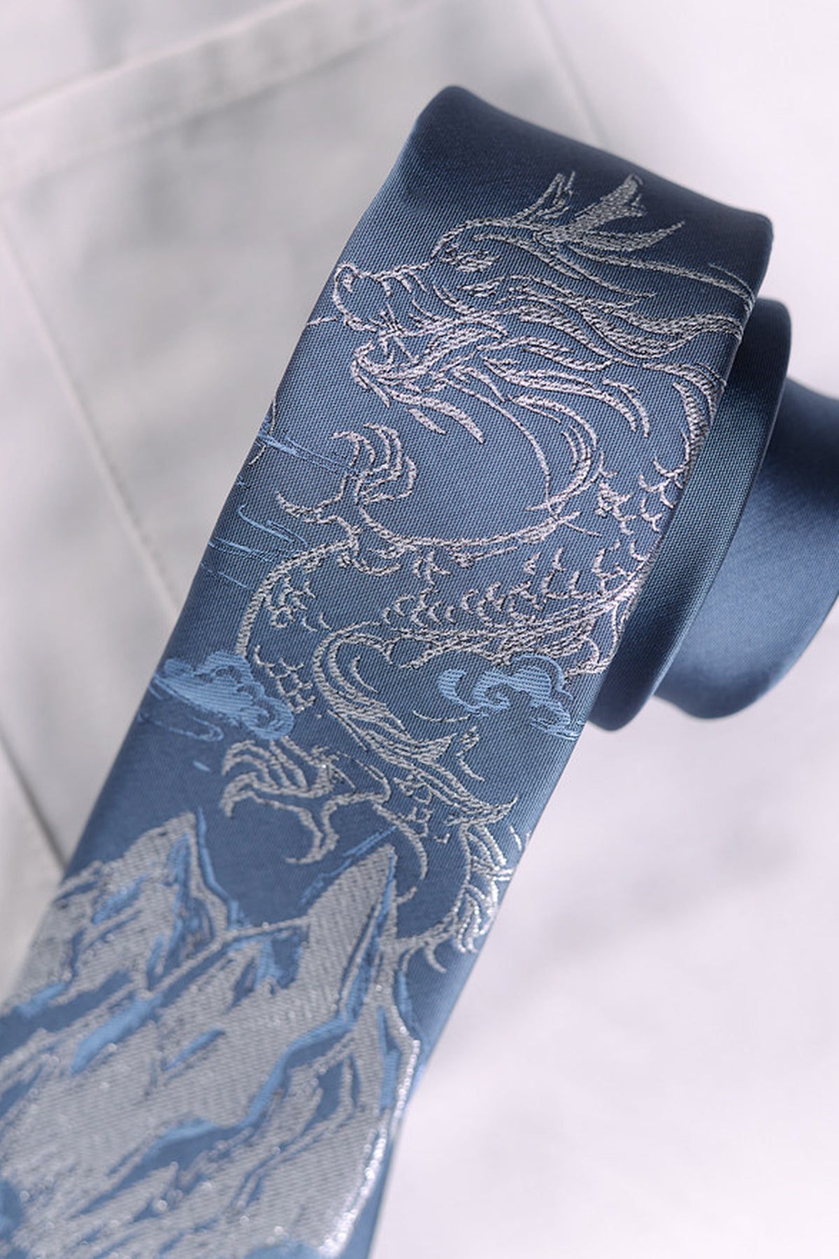 Snow Mountain Dragon Jacquard Tie