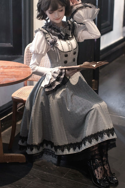 Ruffle Collar Shirt and Dress Set-Up