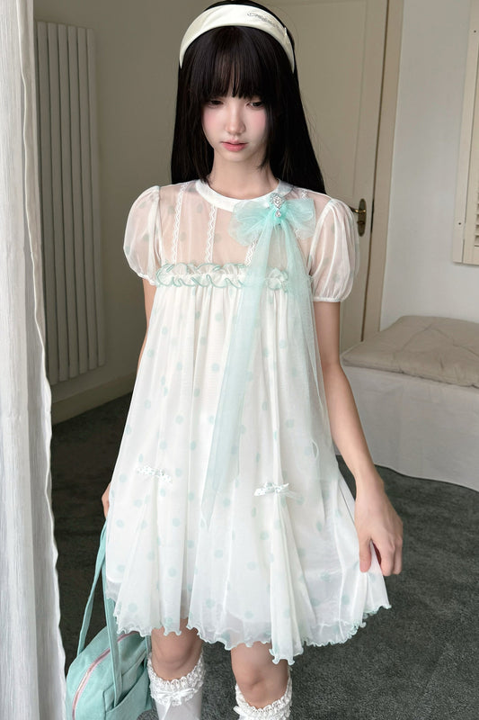 Three-Layer Sheer Lace Babydoll Dress