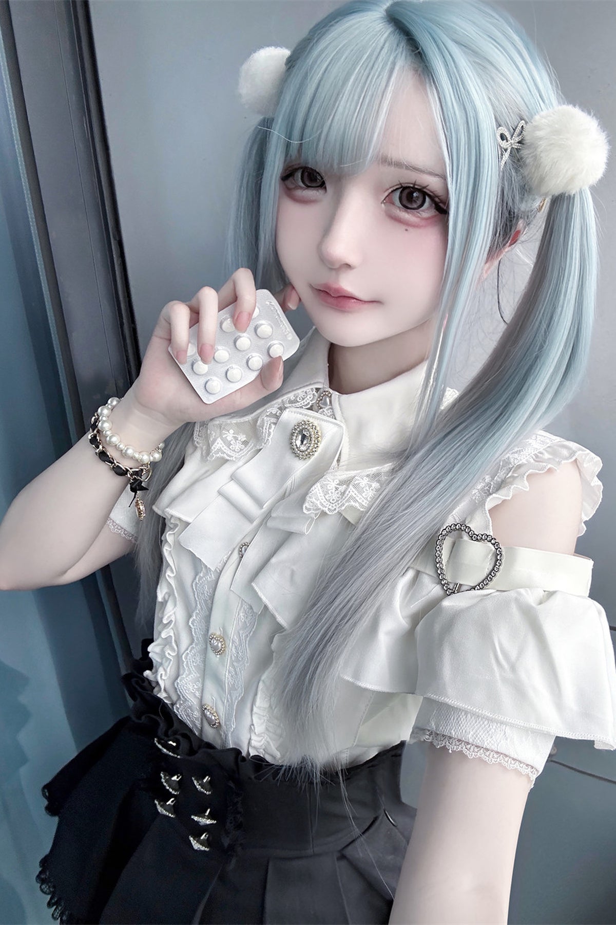 Cherry Short-Sleeve Shirt and Skirt Set-Up