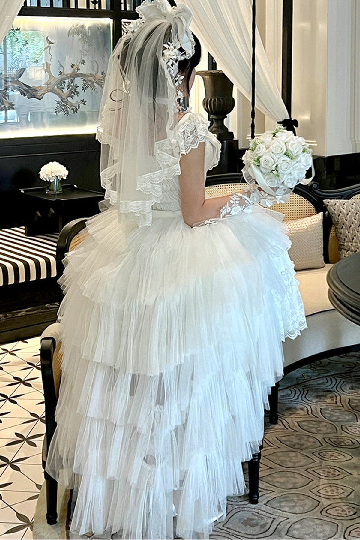 Black & White Angel Bridal Dress