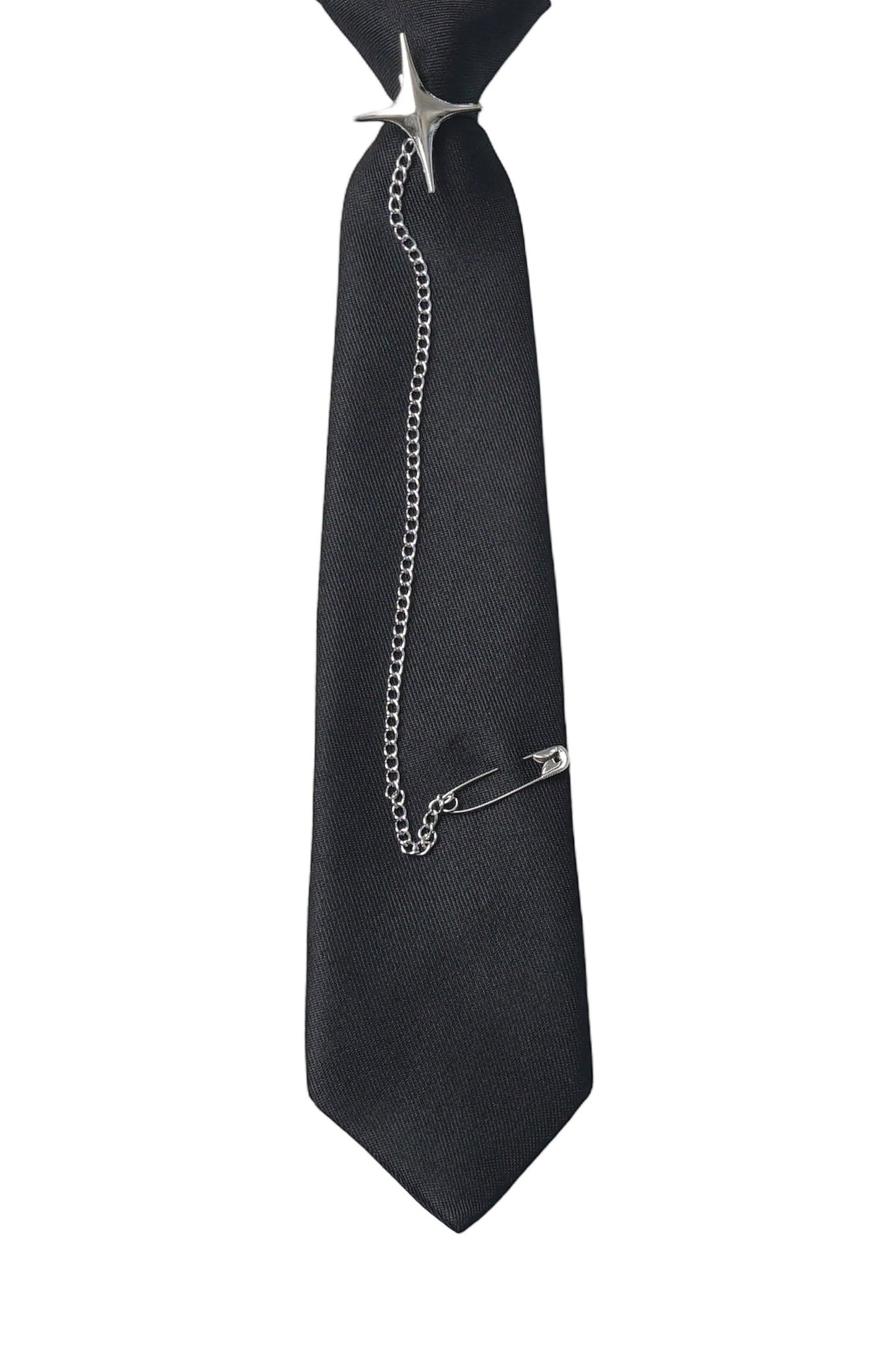 Black Gray Color Block Chain Tie Sweatshirt And Pants Set-Up
