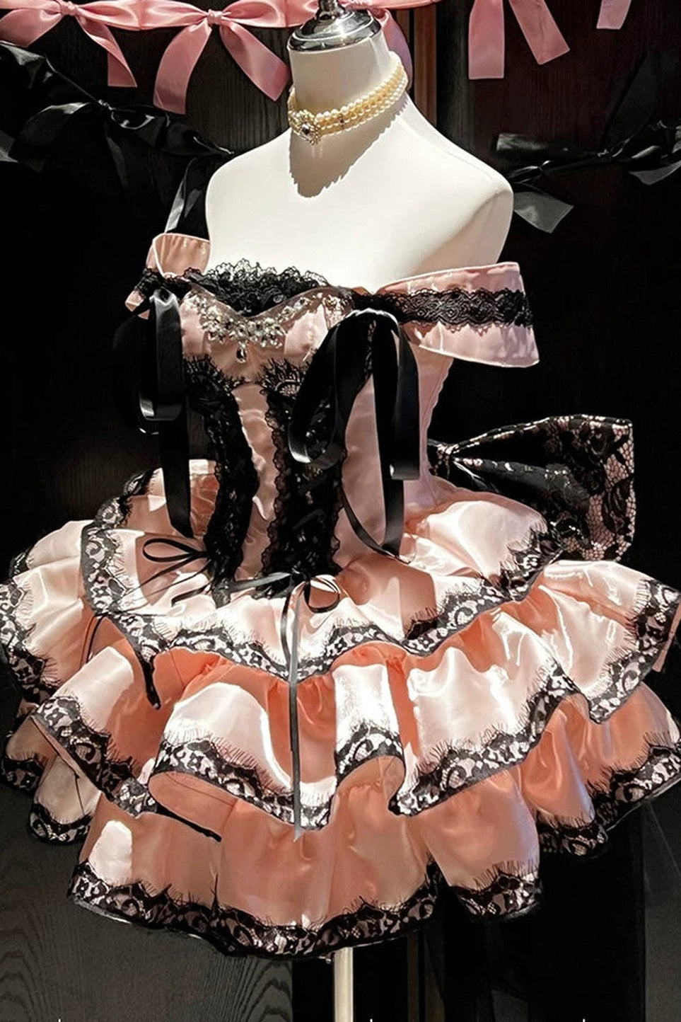 [Pre-order Item] Romantic Lace Mini Lolita Dress + Ribbon Train