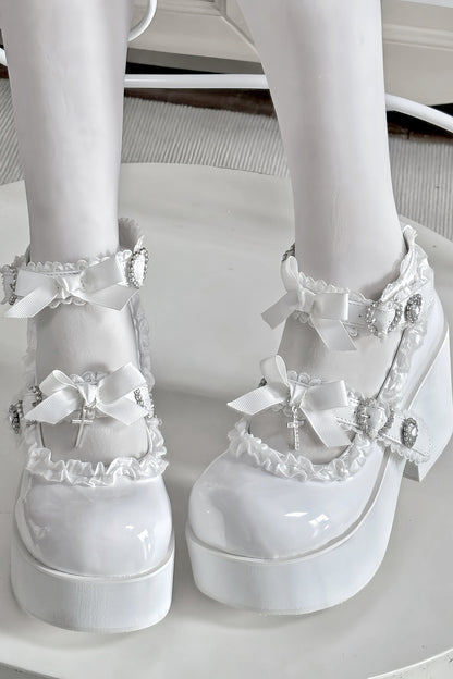 Cross Lace-Up Platform Shoes