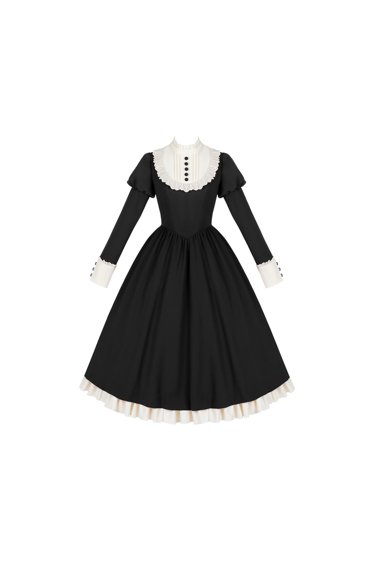 Robe tablier de soubrette à col montant
