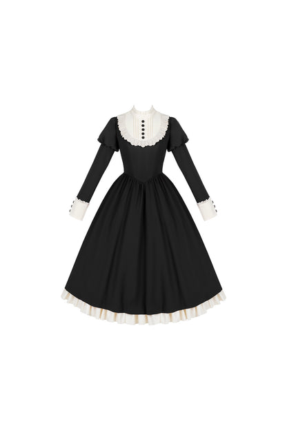 Robe tablier de soubrette à col montant