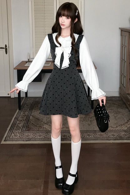 Long-Sleeve Lace Layered-Look Dress