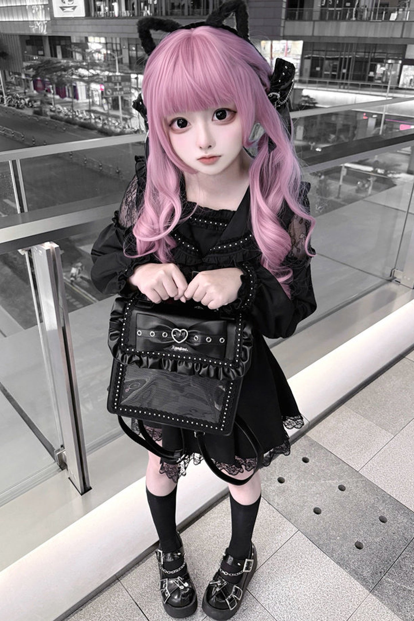 Black Lace Princess Dress+ Bag