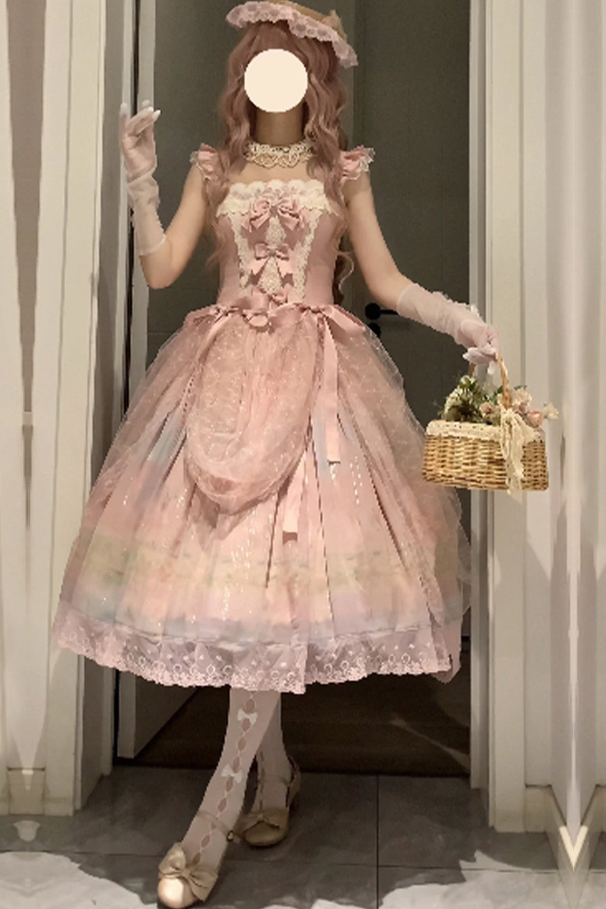 Ölgemälde-Lolita-JSK-Set mit hoher Taille