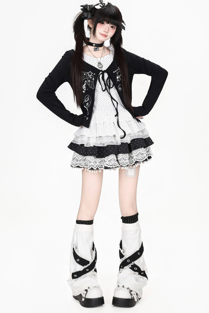 Black White Lace Polka Dot Skirt