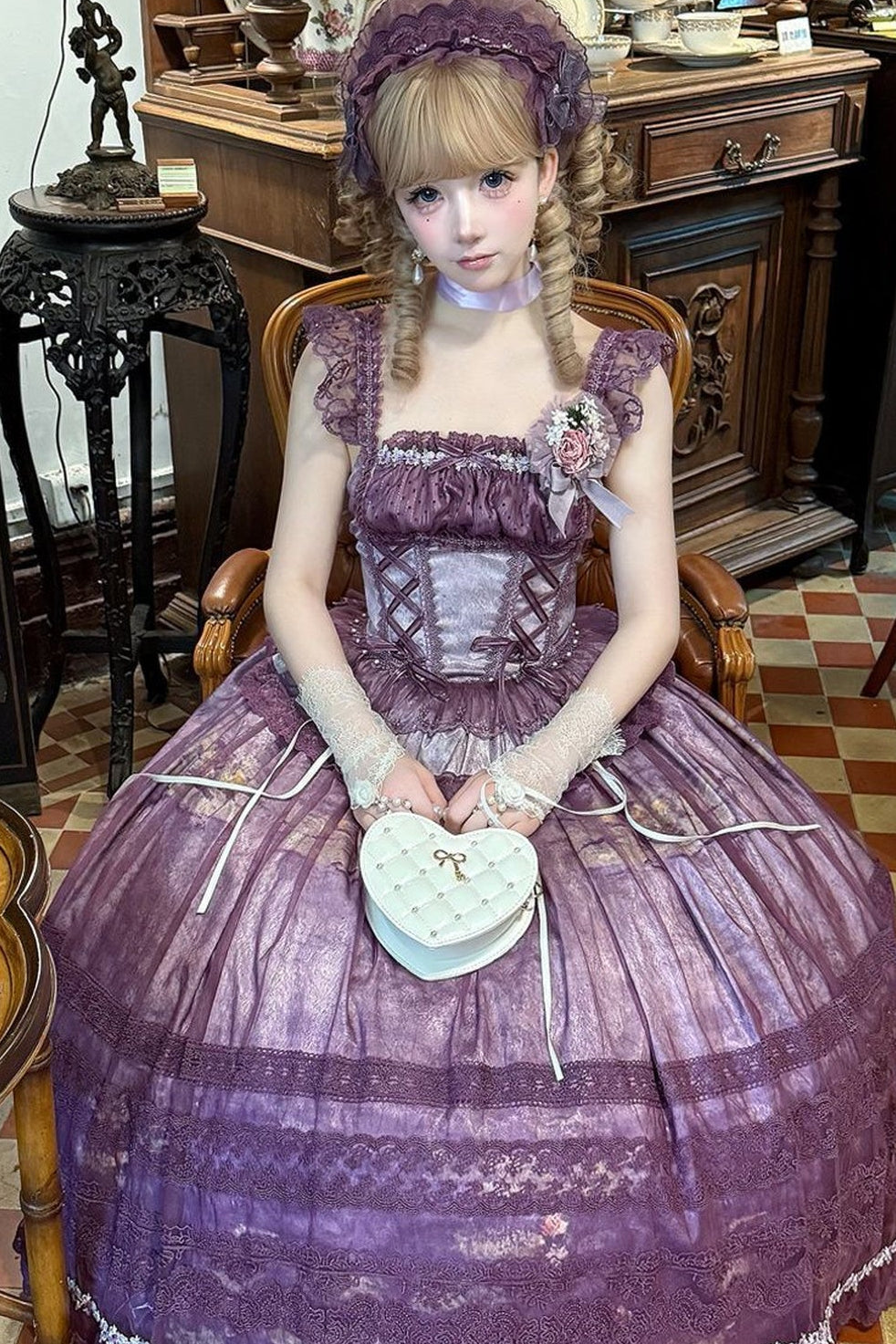 Misty Grape Garden Lolita Cami and Skirt Set-Up