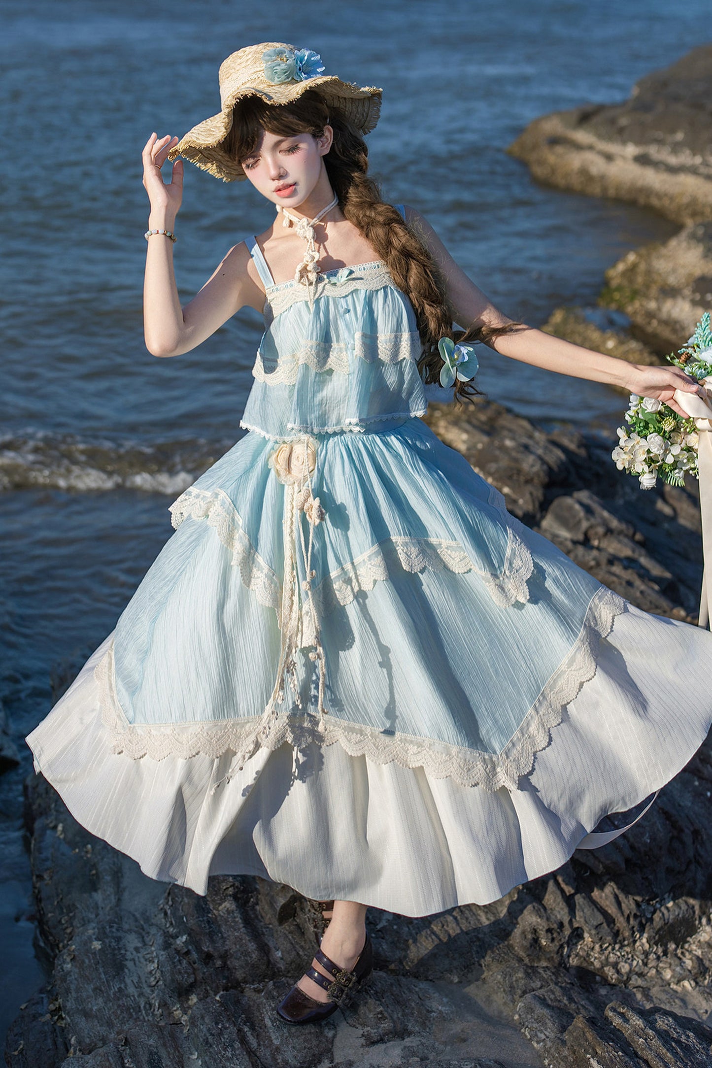 Twin Camisole And Irregular Hem Skirt Set-Up