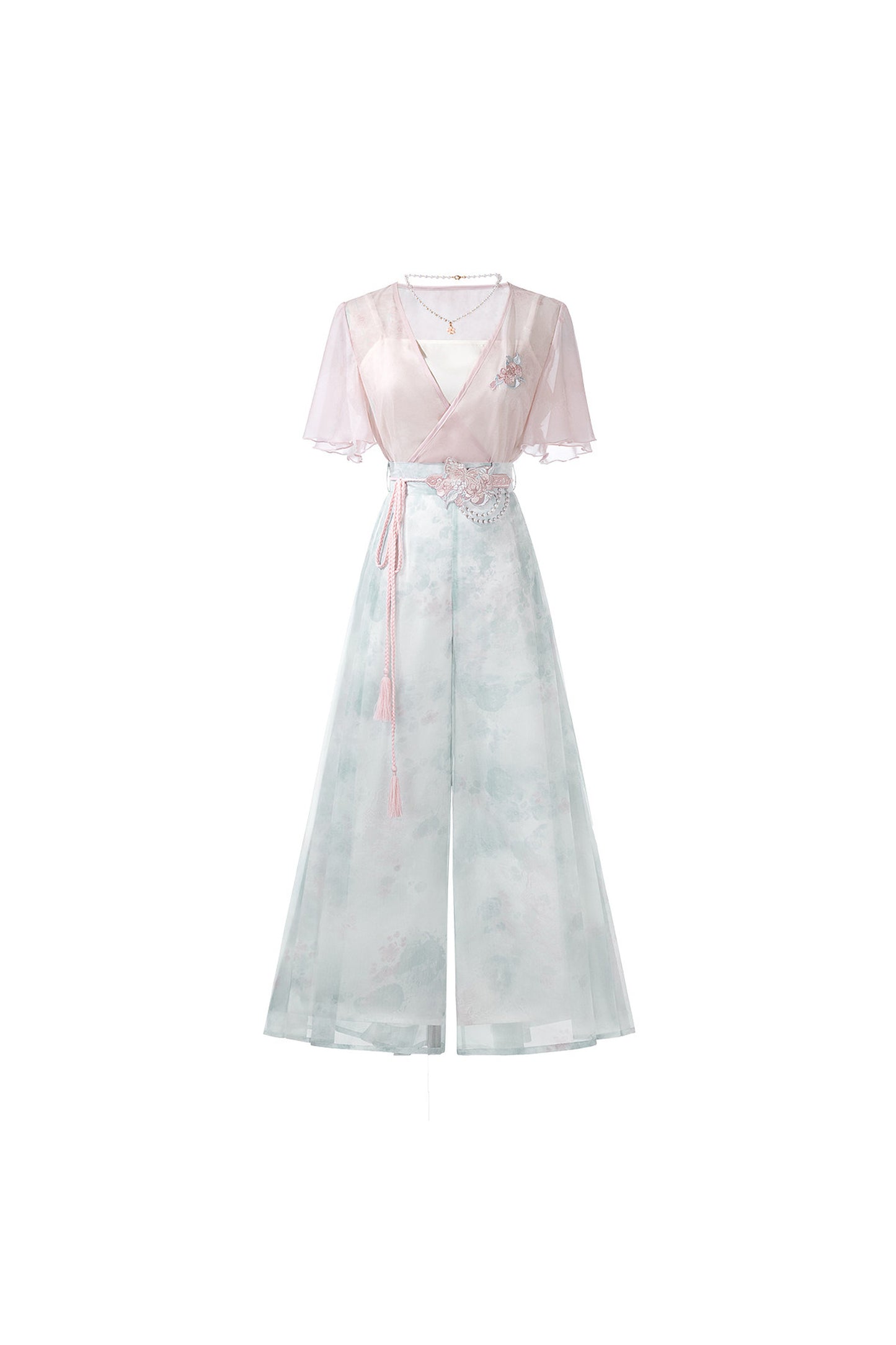 New Chinese Style Hanfu Top and Pants Set