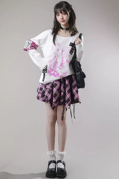 Cross-Decorated Armband Shoulder Strap T-Shirt