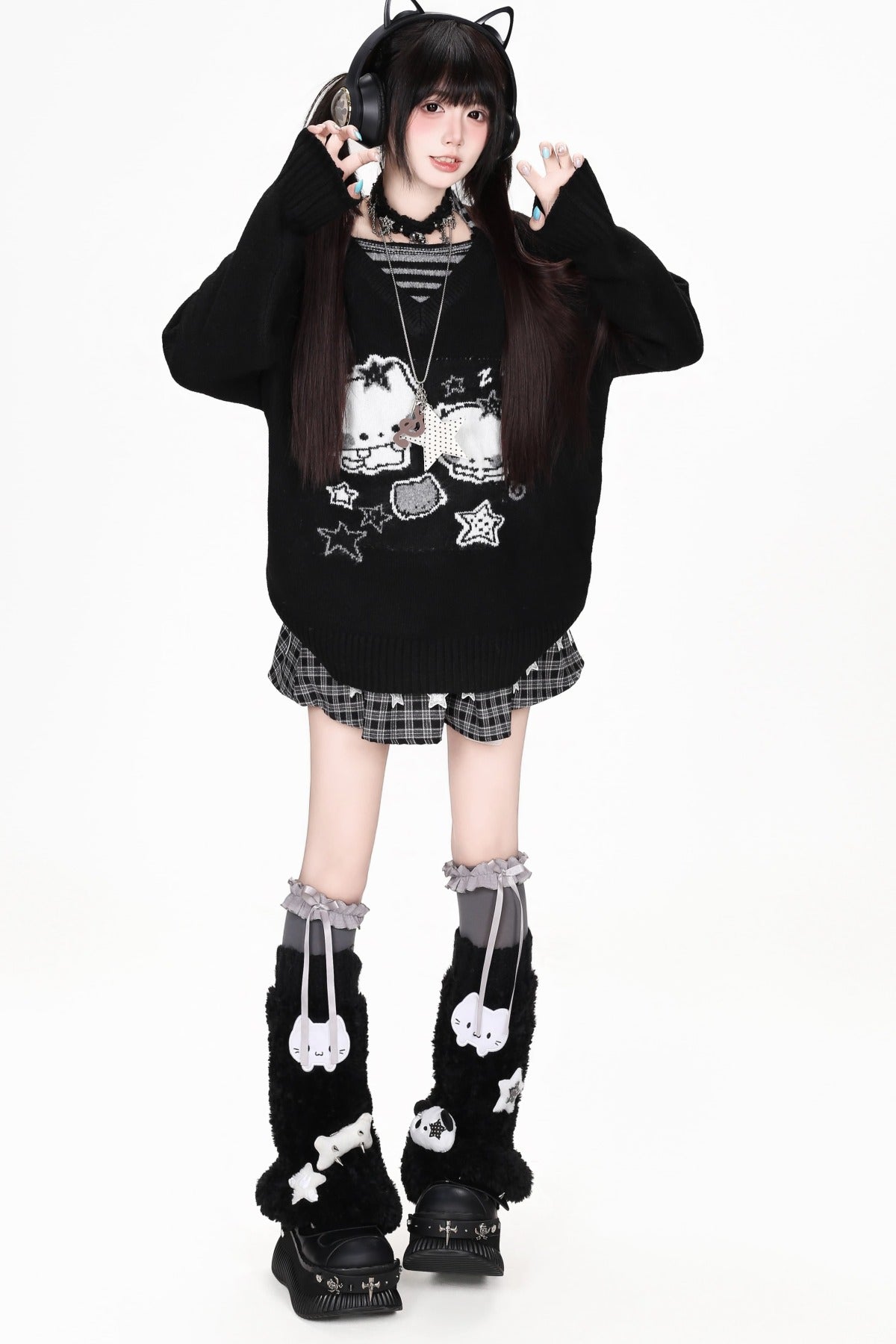 Striped Cat Knit Sweater