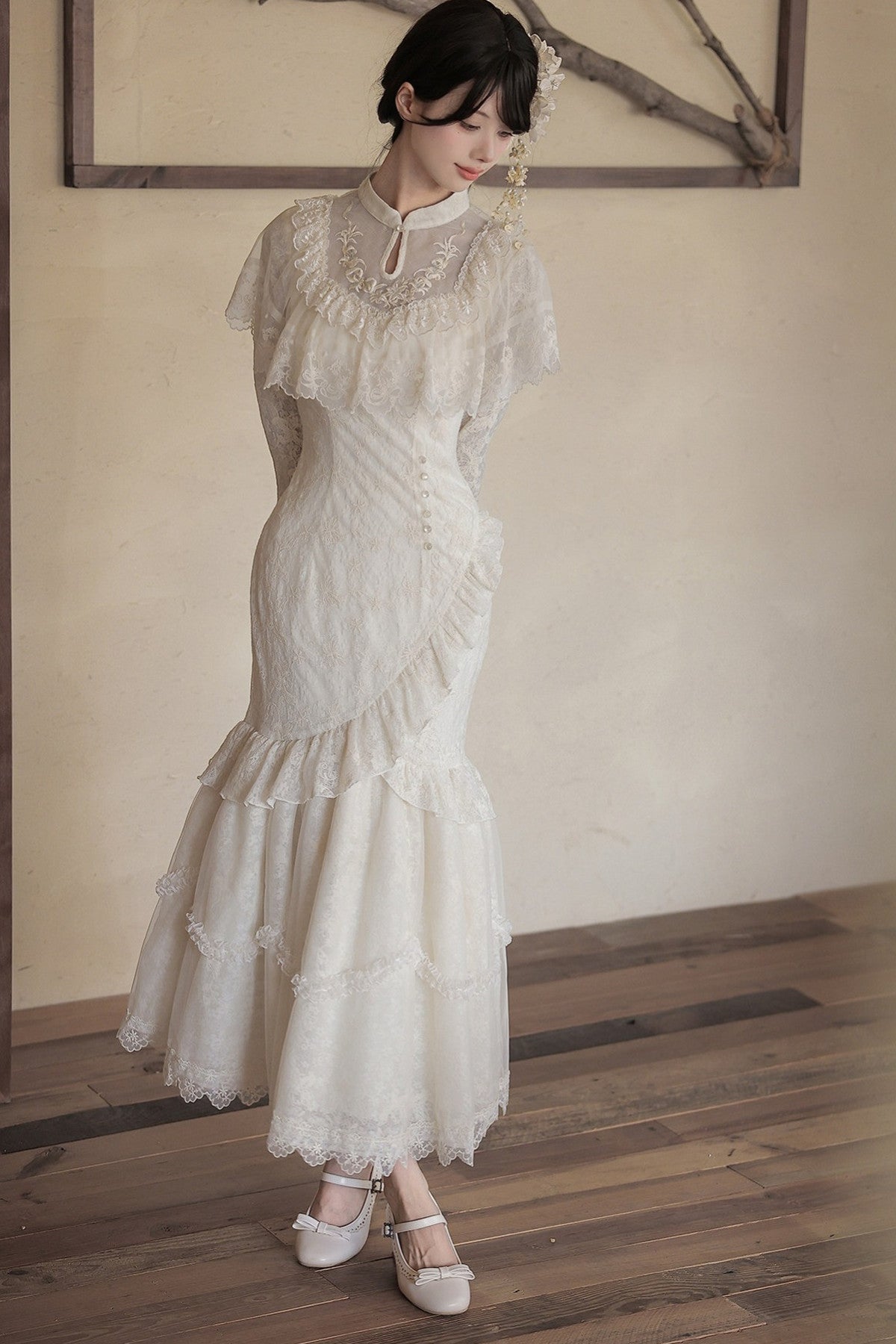 Embroidered Fishtail Qipao Dress