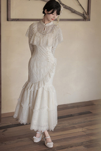 Embroidered Fishtail Qipao Dress