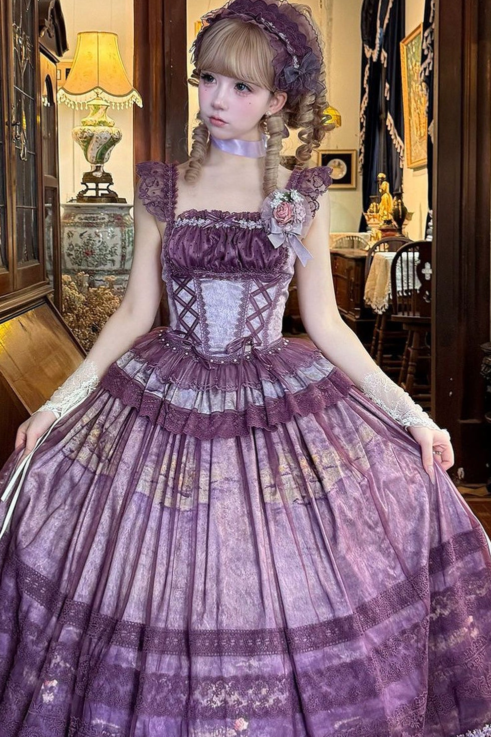 Misty Grape Garden Lolita Cami and Skirt Set-Up