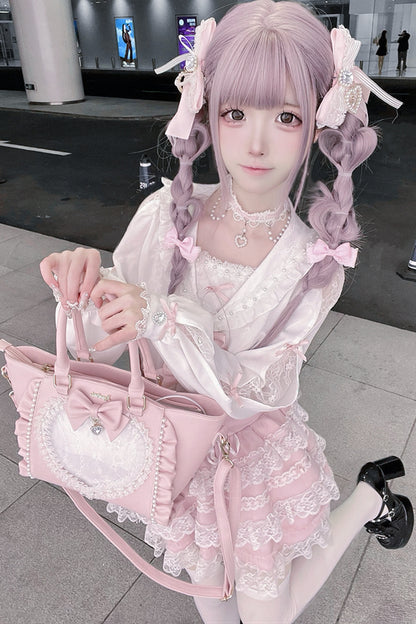 Sailor Collar Long-Sleeve Shirt and Tiered Skirt Set-Up