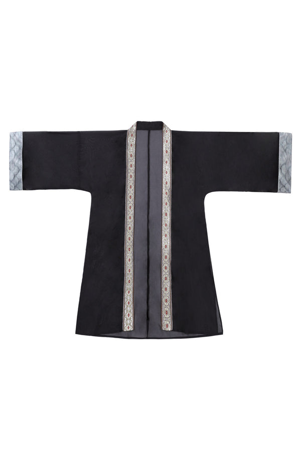 Black Martial Arts Hanfu Top and Pants Set-Up