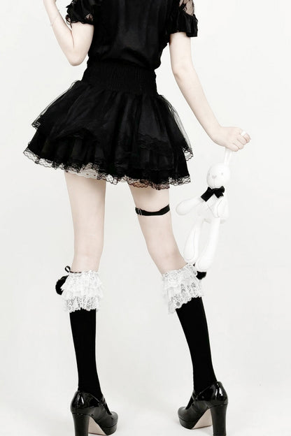 Dark  Lace Bow Skirt Set-Up