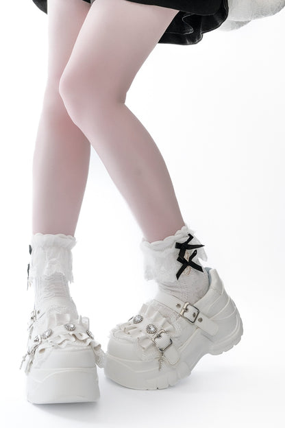 Scarpe con plateau e fibbia arricciata