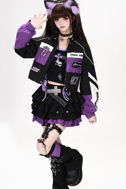 American Style Embroidered Short Jacket and Skirt Set-Up