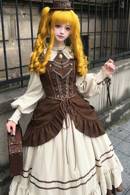 Gerüschtes Two-Way-Kleid mit Accessoire-Set
