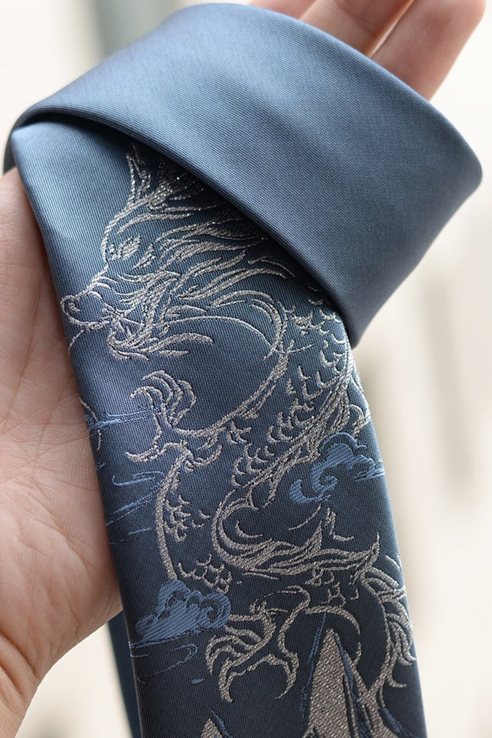 Snow Mountain Dragon Jacquard Tie