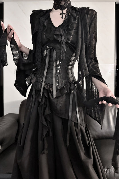 High-Waisted Wide-Leg Skirt Set