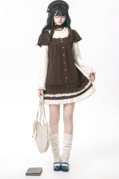 Brown Polka Dot Layered-Look Dress