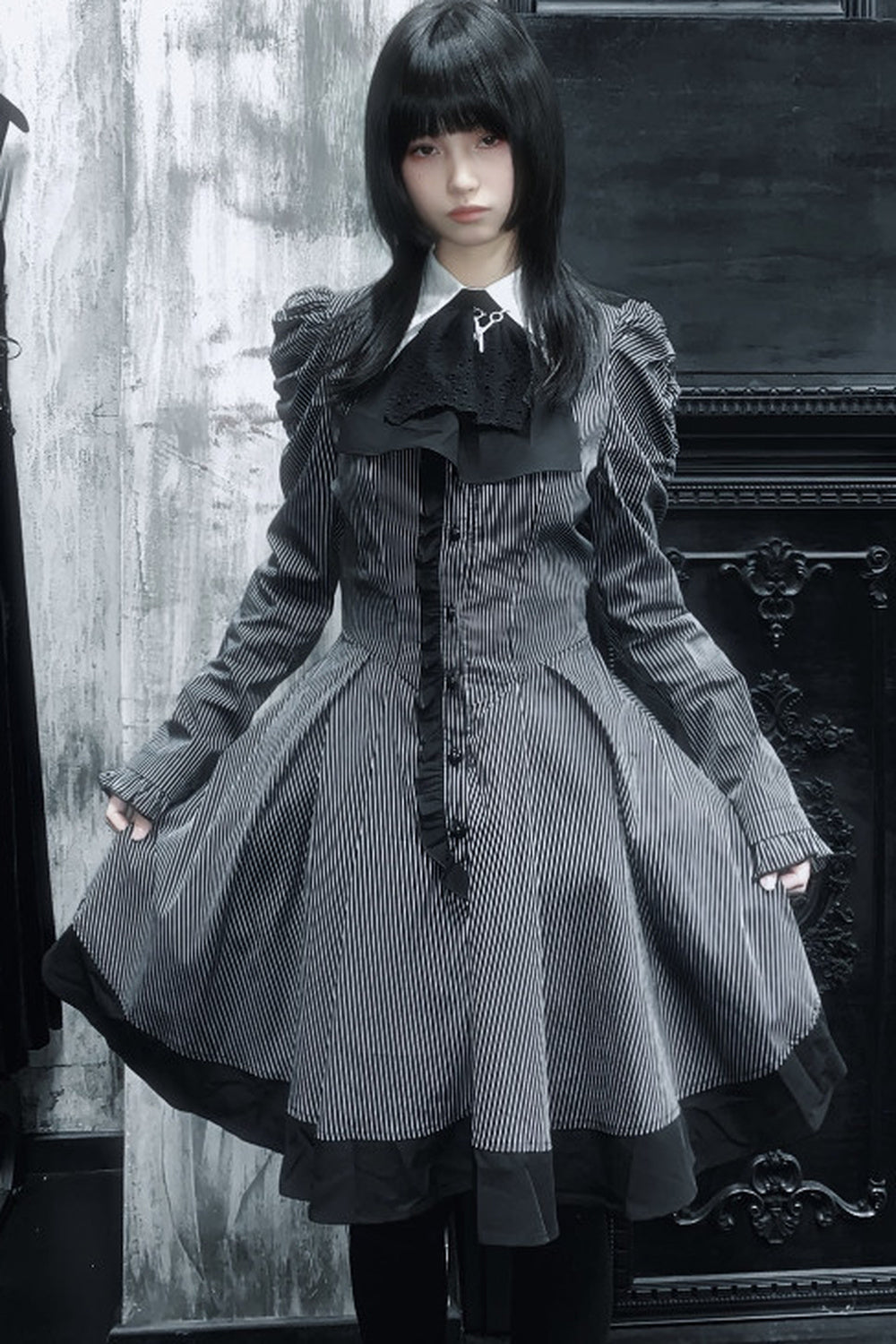 Gothic Lady Striped Dress