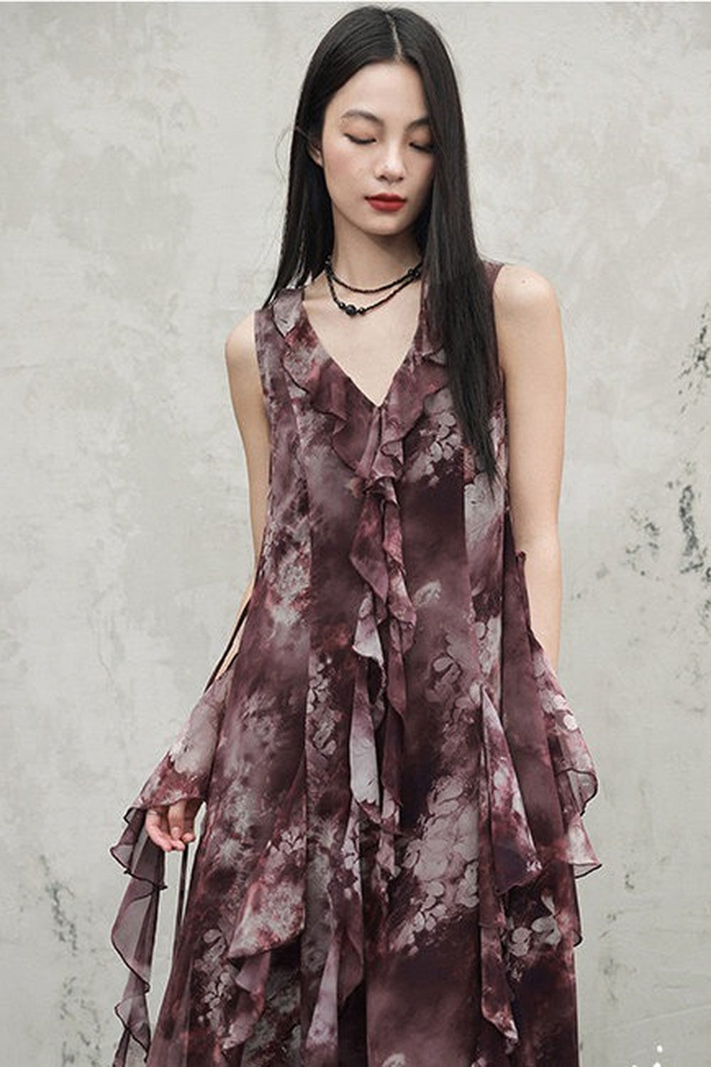 abito in chiffon rosso intenso