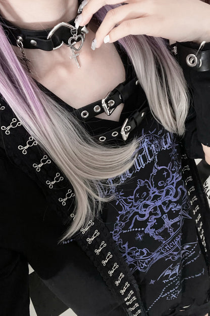 Broken Heart Double Skull Distressed T-Shirt